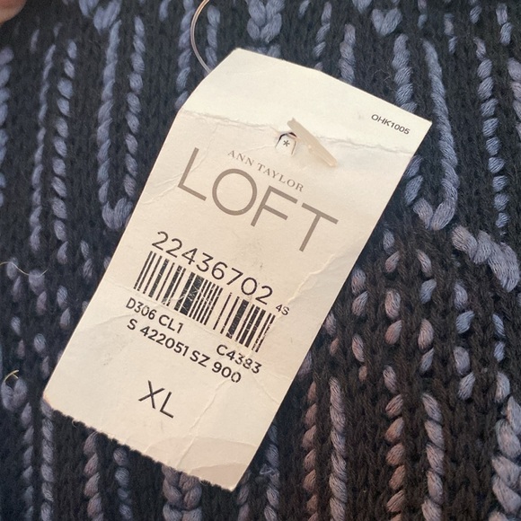 Ann Taylor Loft Sweater Blue Cable Knit Moto Zip Cropped Cardigan size XL NWT - Picture 8 of 10